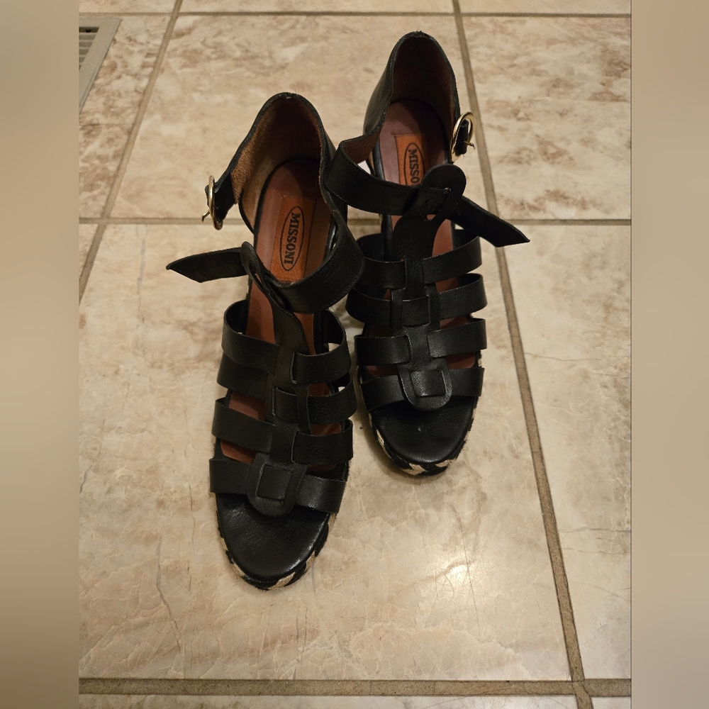 MISSONI Black Leather Sandals
